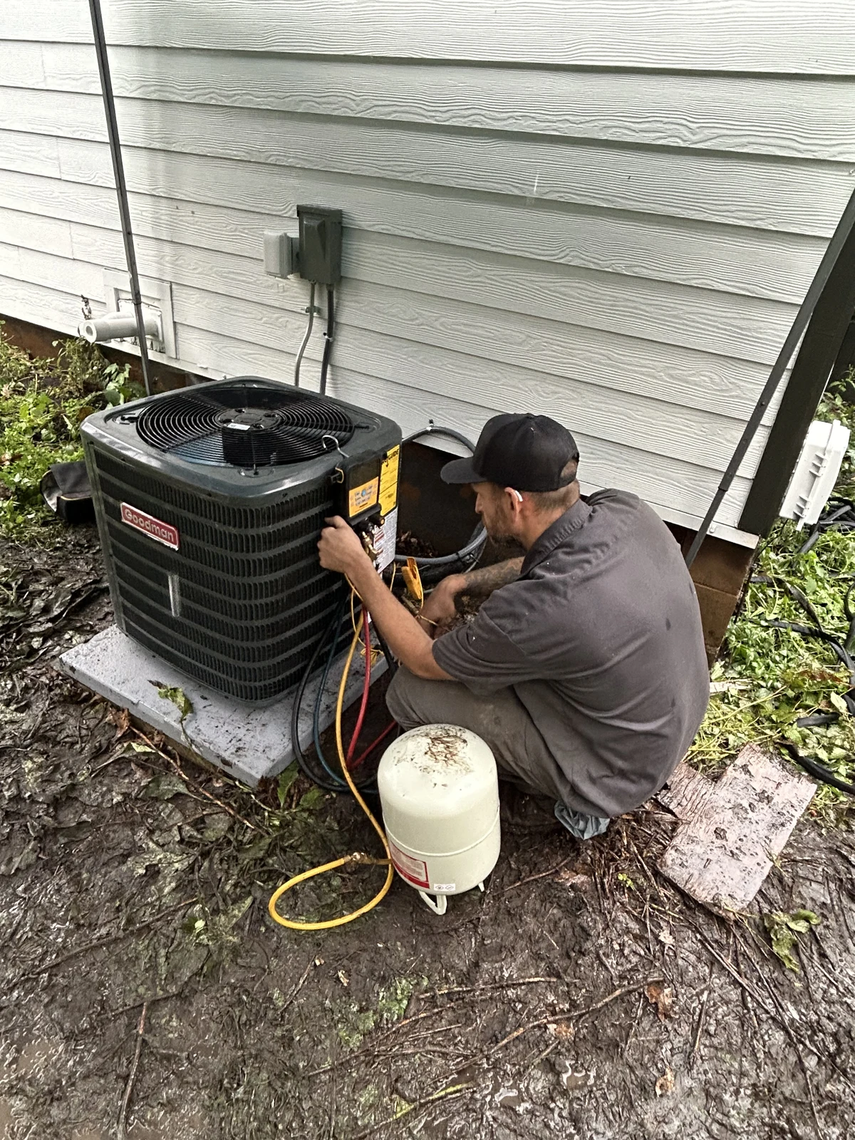 Randy of Cooling Direct installing an outdoor AC unit