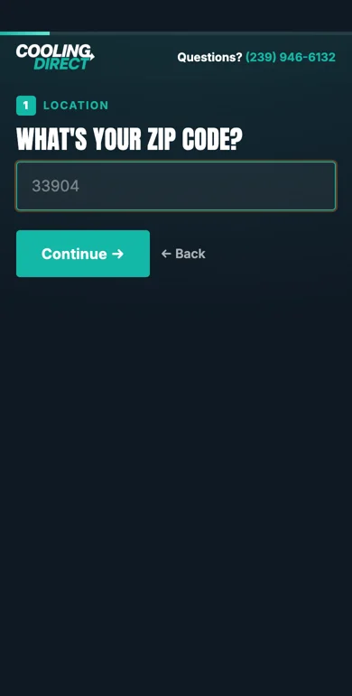 The Cooling Direct form on a phone